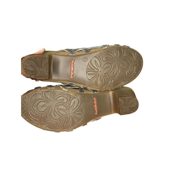 Josef Seibel Metallic Silver Ruth 03 Leather Sandals Comfort Heel Size 41/10 - Picture 7 of 8